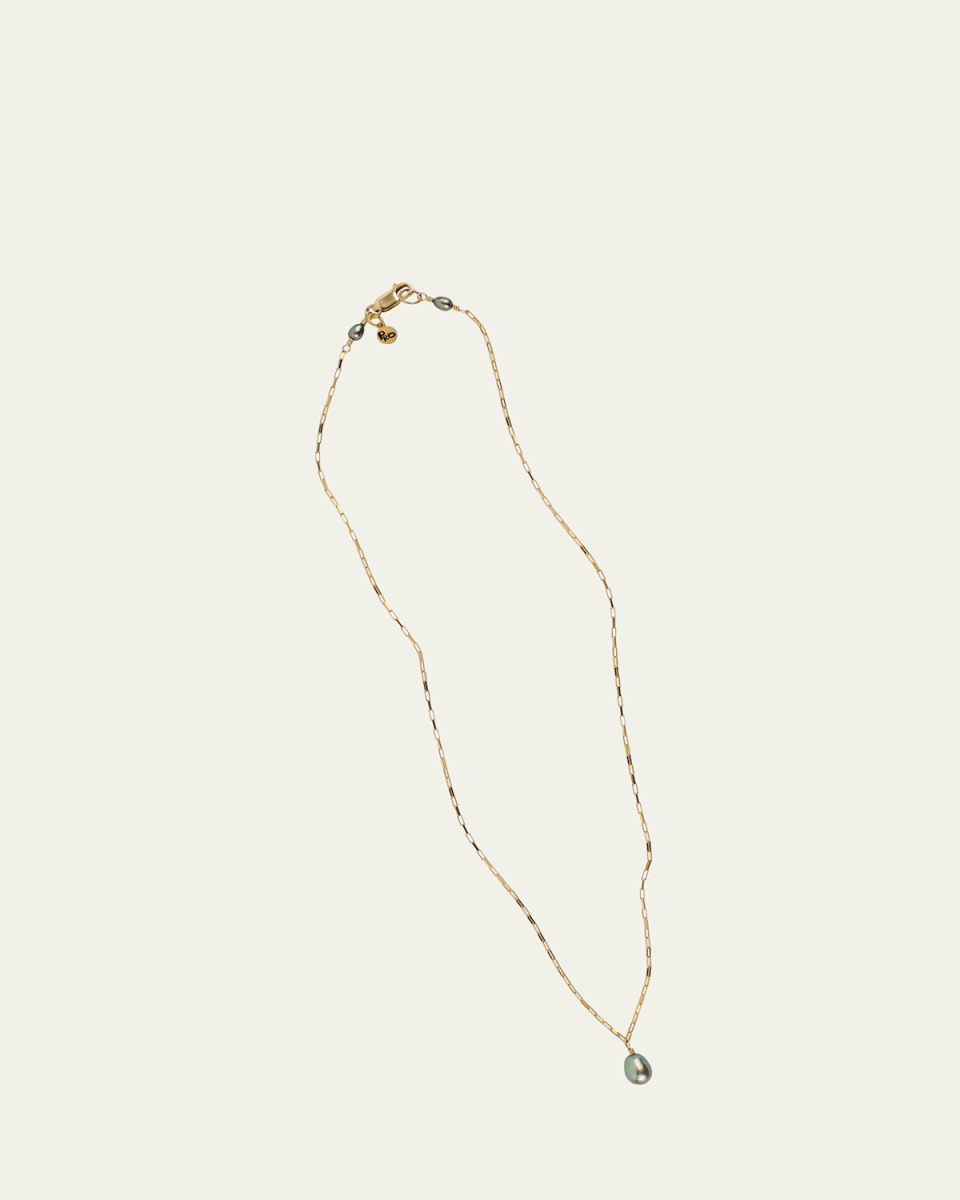 Sprout Necklace with Pearl Drop, 17"L